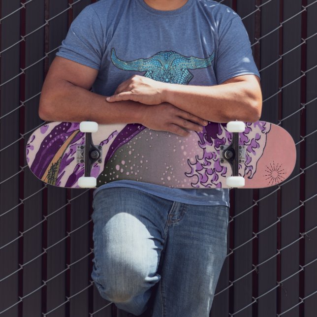 Skateboard Patinage Clair Neon Rétro Purple Wave (Extérieur 3)