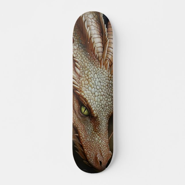 Skateboard Patinage cool de dragon blanc (Devant)