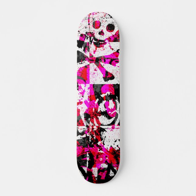 Skateboard Patinage crâne rose (Devant)