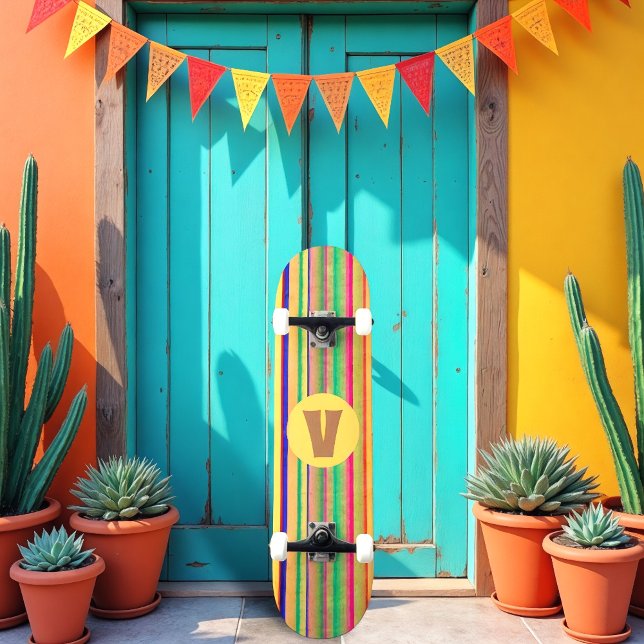 Skateboard Patinage d'aquarelle brillant Bleeding Stripes (Créateur téléchargé)