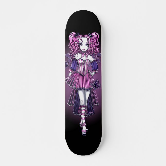 Skateboard Patinage de fond gothique "Maegan" Couture rose (Devant)