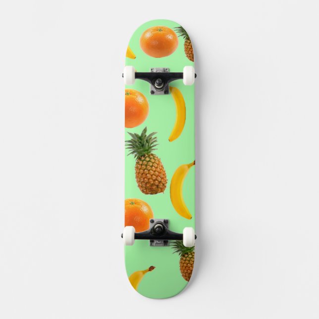 Skateboard Patinage de fruits tropicaux Arrière - plan vert (Recto)