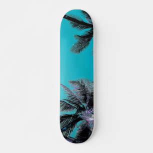 Skateboard Patinage de palmiers hawaïens, bleu