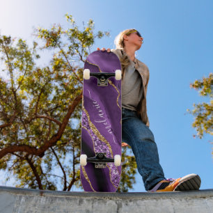 Skateboard Patinage de Parties scintillant en or violet avec
