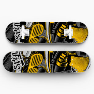 Skateboard Patinage de style graffiti jaune   Planche de skat