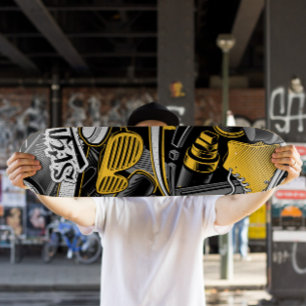 Skateboard Patinage de style graffiti jaune Planche de skat