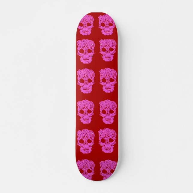 Skateboard Patinage en croix rouge et rose (Devant)
