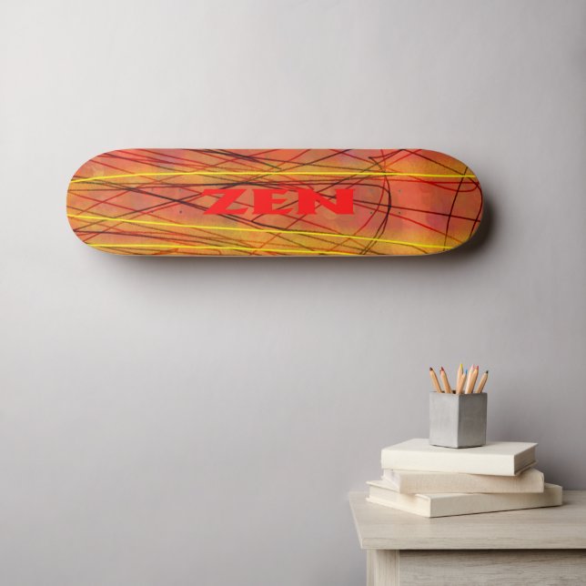 Skateboard Patinage en fil rouge zen (Art mural (Horz))