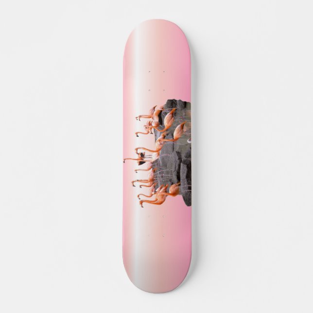 Skateboard Patinage en Flamant rose rose (Devant)