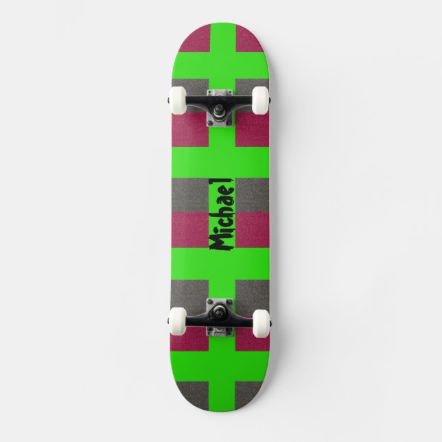 Skateboard Patinage en néon vert Preppy Simulé Red Grey (Recto)