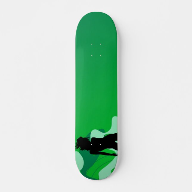 Skateboard Patinage en silhouette verte (Devant)