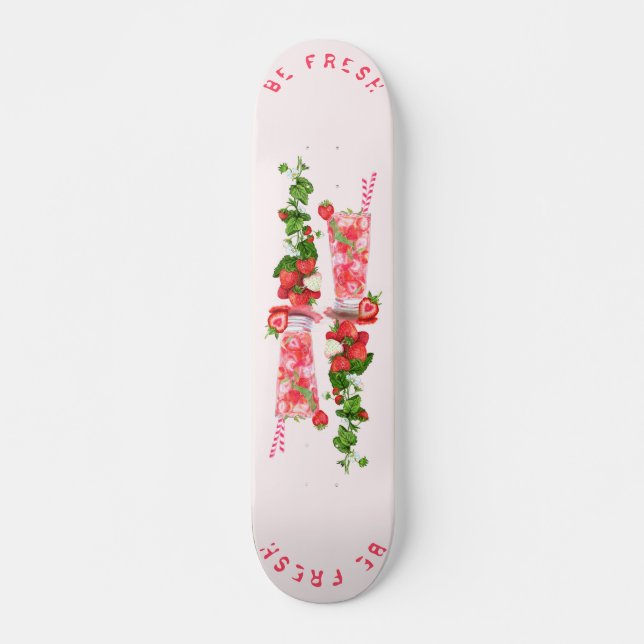 Skateboard Patinage fraise Fruits Jus Cool Boisson (Devant)