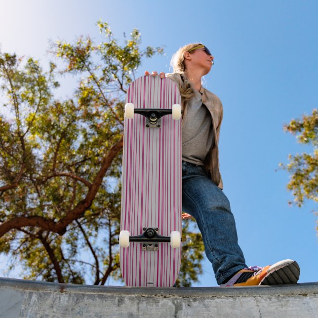 Skateboard Patinage Gris avec lignes roses HAMbWG (Extérieur 1)