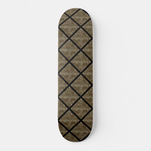Skateboard Patinage LEOPARD GOLD BLACK GRID (Recto)
