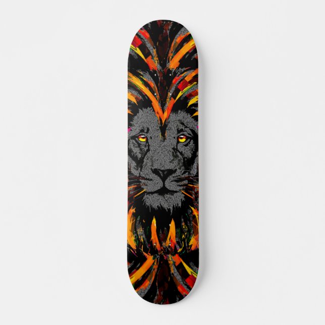Skateboard Patinage Lion | Orange Lion Head Illustration (Devant)