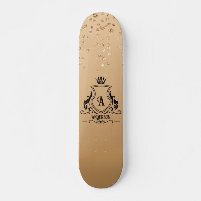 Skateboard Patinage Monogramme Or (Devant)