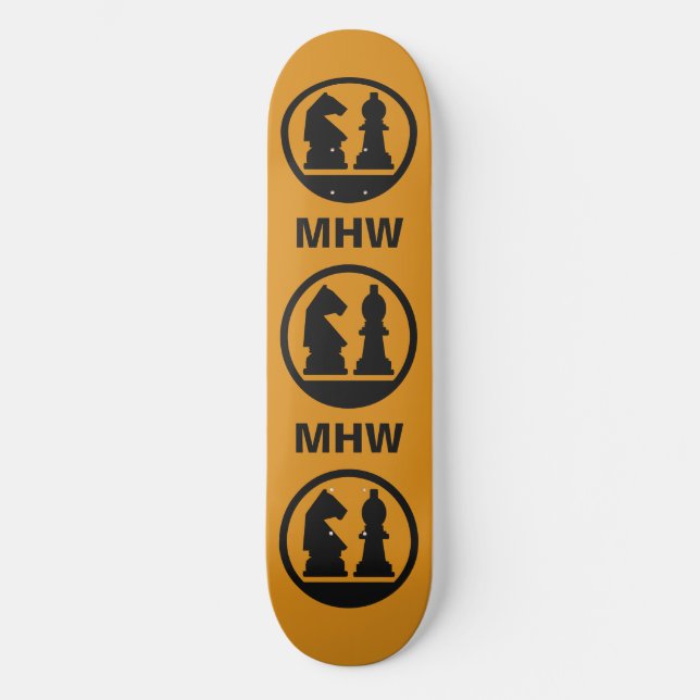 Skateboard Patinage monogramme personnalisé CHESS (Recto)