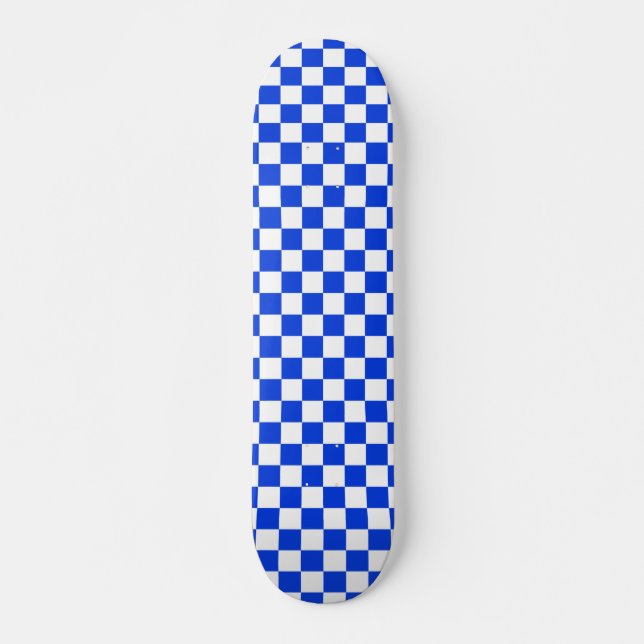 Skateboard Patinage Motif à contrôle bleu et blanc (Devant)