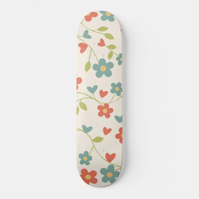 Skateboard Patinage motif Floral (Recto)