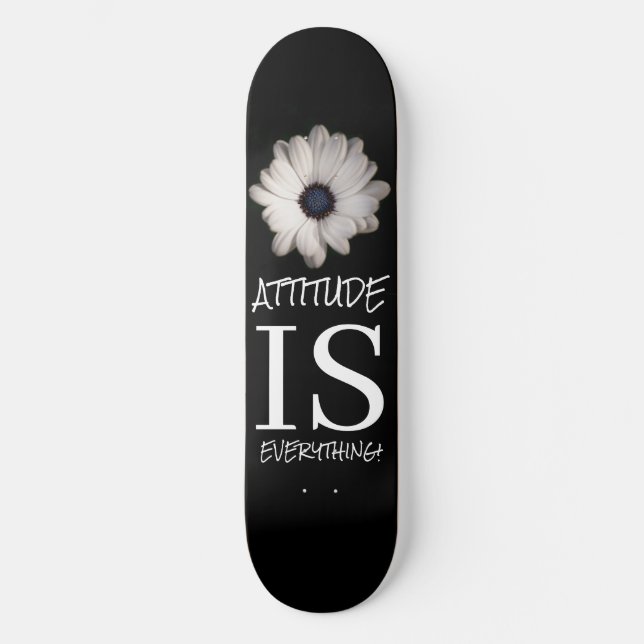 Skateboard Patinage noir blanc FLEURS MOTS POSTIFS (Recto)