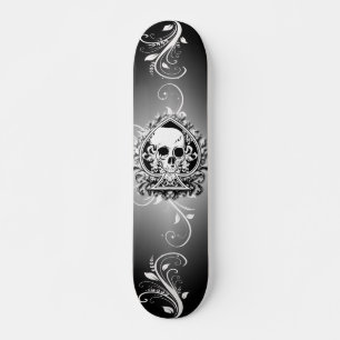 Skateboard Patinage noir et blanc avec crâne