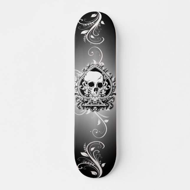 Skateboard Patinage noir et blanc avec crâne (Devant)