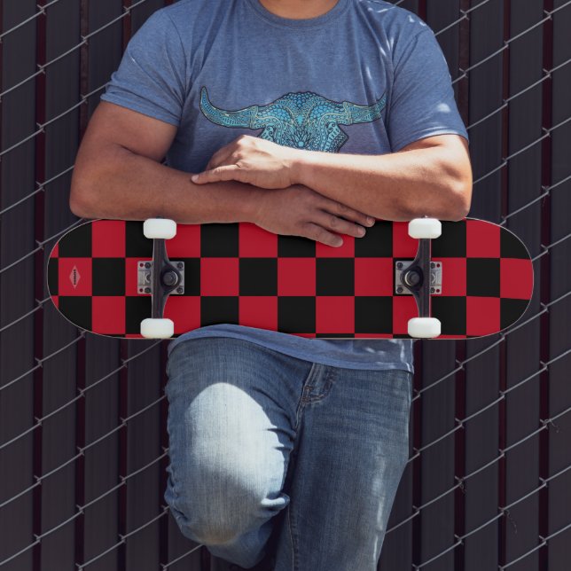 Skateboard Patinage noir et rouge Checker HAMbWG (Extérieur 3)