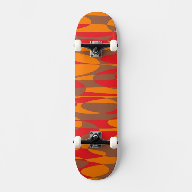 Skateboard Patinage Orange, Rouge et Brown (Recto)