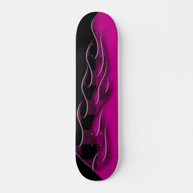 Skateboard Patinage Plaid Flames (Devant)