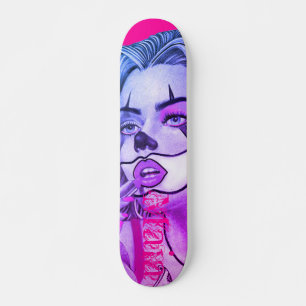 Skateboard Patinage rose de maquillage de clown mignon