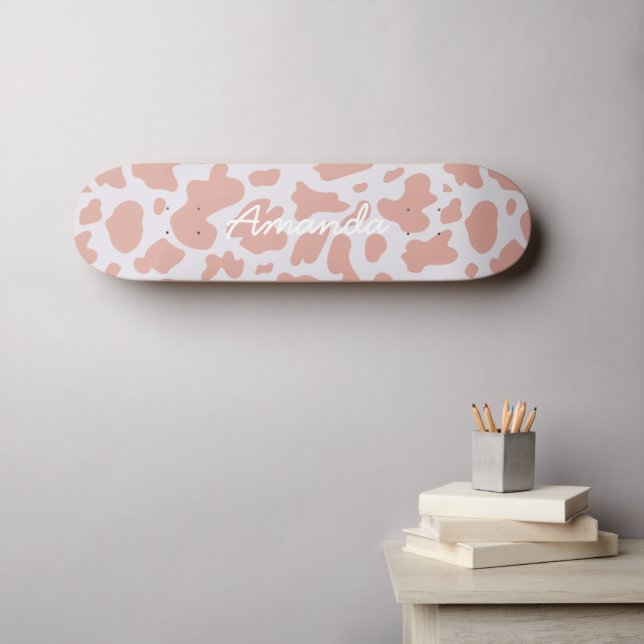 Skateboard Patinage rose vache imprimer girly rodéo (Art mural (Horz))