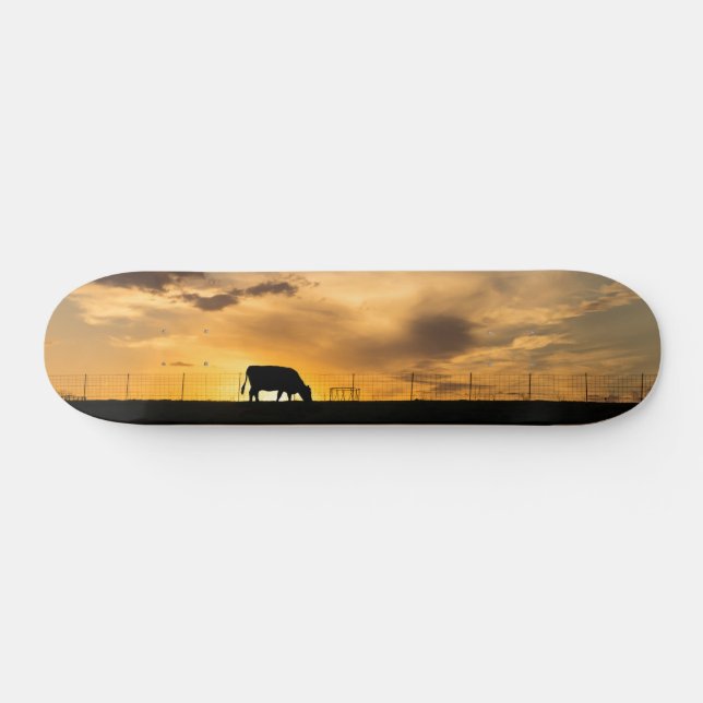 Skateboard Patinage Silhouette Sunset de bovins (Horz)