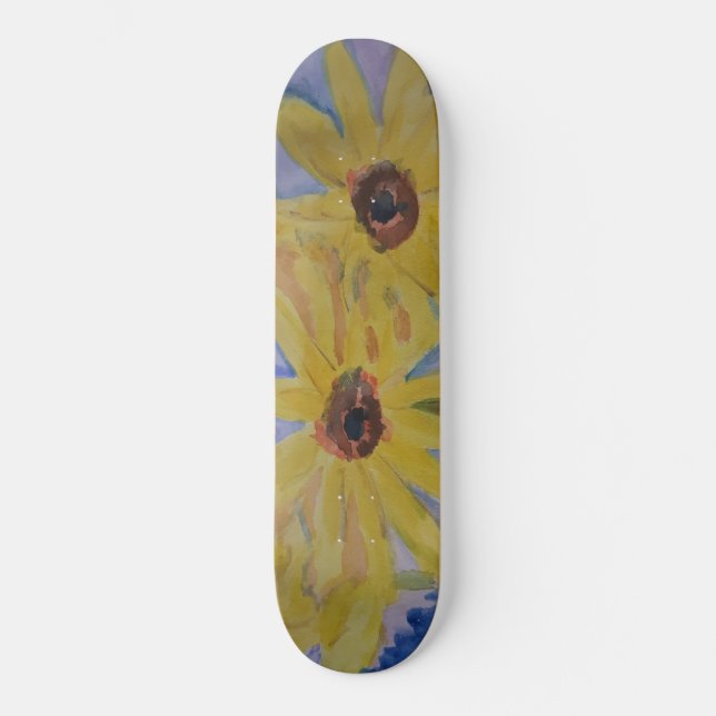 Skateboard Patinage sur les tournesols jaunes d'été (Recto)