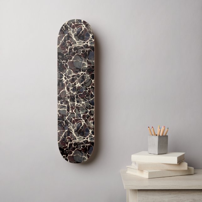 Skateboard Patinage Vintage en papier marbré noir (Art mural)