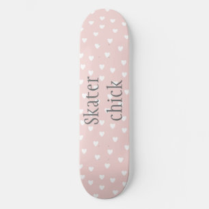 Skateboard Patineur   Roses blanches avec Coeurs blancs Fille