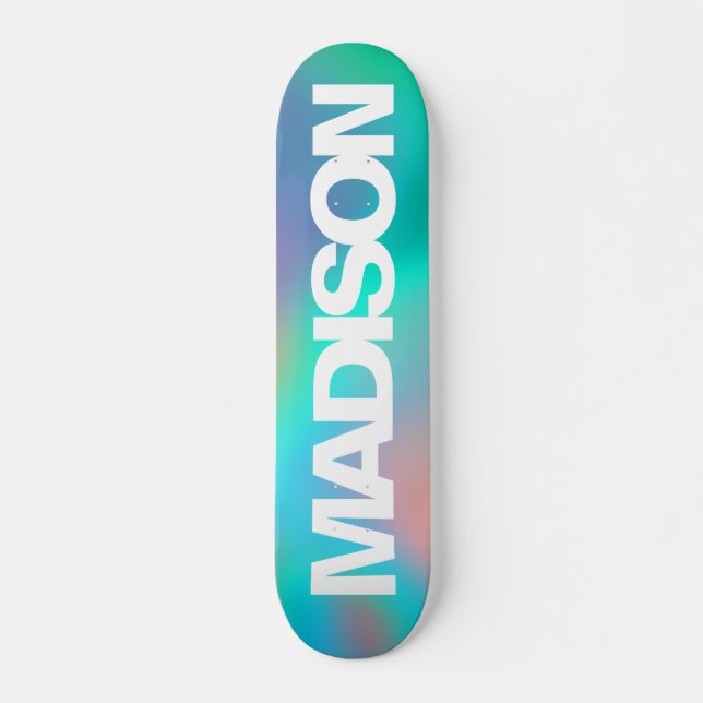 Skateboard Patins personnalisés Nom Holographic Unicorn (Devant)