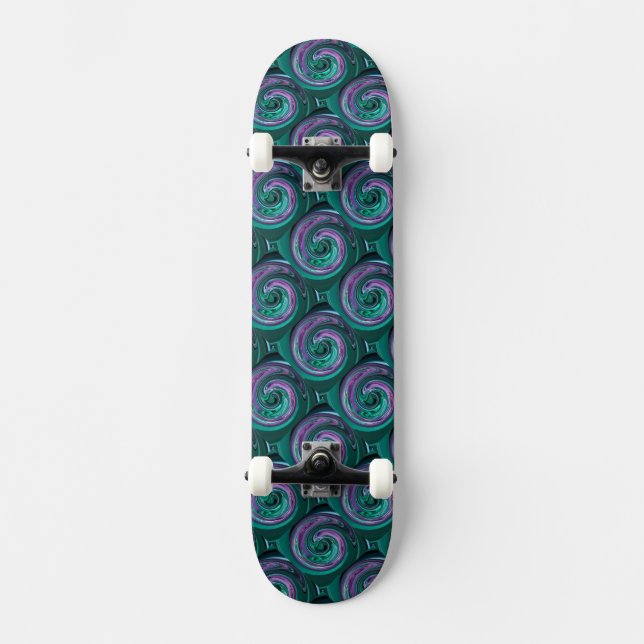 Skateboard Patins Turquoise N Purple Swirls (Recto)