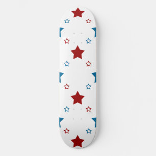 Skateboard Patriotique Rouge Bleu Étoiles Patinage