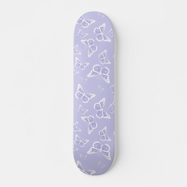Skateboard Pattern de Lilac Purple and White Butterfly (Devant)