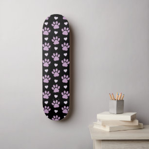 Skateboard Pattern of paws, Dog paws, Lilac paws, Hearts