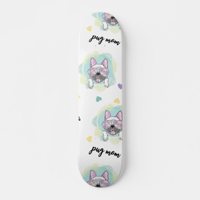 Skateboard Pattern tropical pug (Devant)