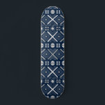 Skateboard Patterns bleus<br><div class="desc">"Cool Geometric Tribal Blue Silver Pattern a skateboard a modern geometric tribal pattern on a blue background" Design by ©Evco Studio www.zazzle.com/store/evcostudio</div>