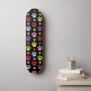 Skateboard Paws Colorés, Motif Paw, Empreintes de pattes, Paw