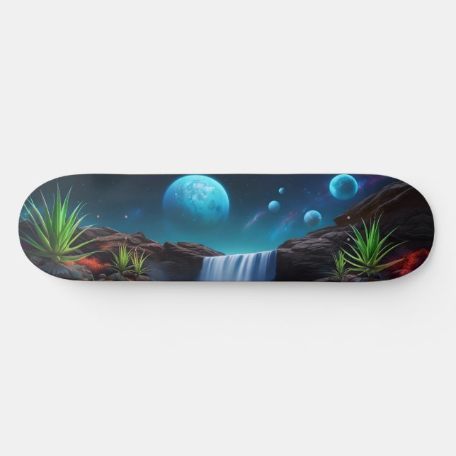 Skateboard Paysage Alien Lunes de cascade (Horz)