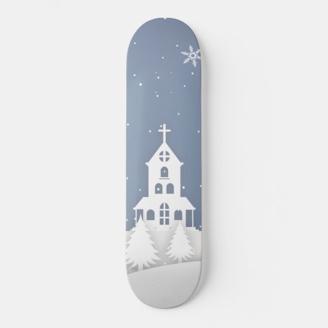 Skateboard Paysage de l'église de Noël (Recto)