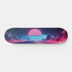 Skateboard Paysage du coucher de soleil Vaporwave, Conception