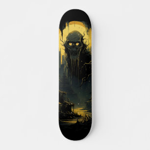 Skateboard Paysage urbain d'horreur gothique Black Gold 7 pli
