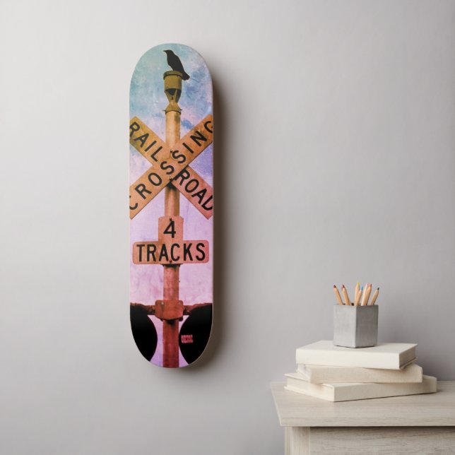 Skateboard Paysage urbain rustique urbain en attente de skate (Art mural)