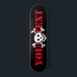 Skateboard Peau et os croisés conception personnalisée Patina<br><div class="desc">Skull et os croisés conception personnalisée tablette de skateboard. Conception de skate board en bois cool pour garçons et filles. Amusant idée cadeau d'anniversaire pour les enfants. Personnalisez avec un nom personnalisé, une citation drôle ou des lettres monogrammes. Awesome Birthday idée cadeau pour enfants, fils, petit-fils, neveu, cousin, fille, soeur,...</div>