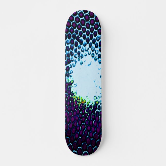 Skateboard Peigne de miel Abstrait bleu et violet (Devant)